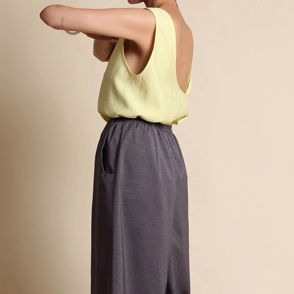 Rare Kaarem Stigma Layered Back Knot Tie Tank Top size XS Lemon Yellow Modern - Picture 13 of 13